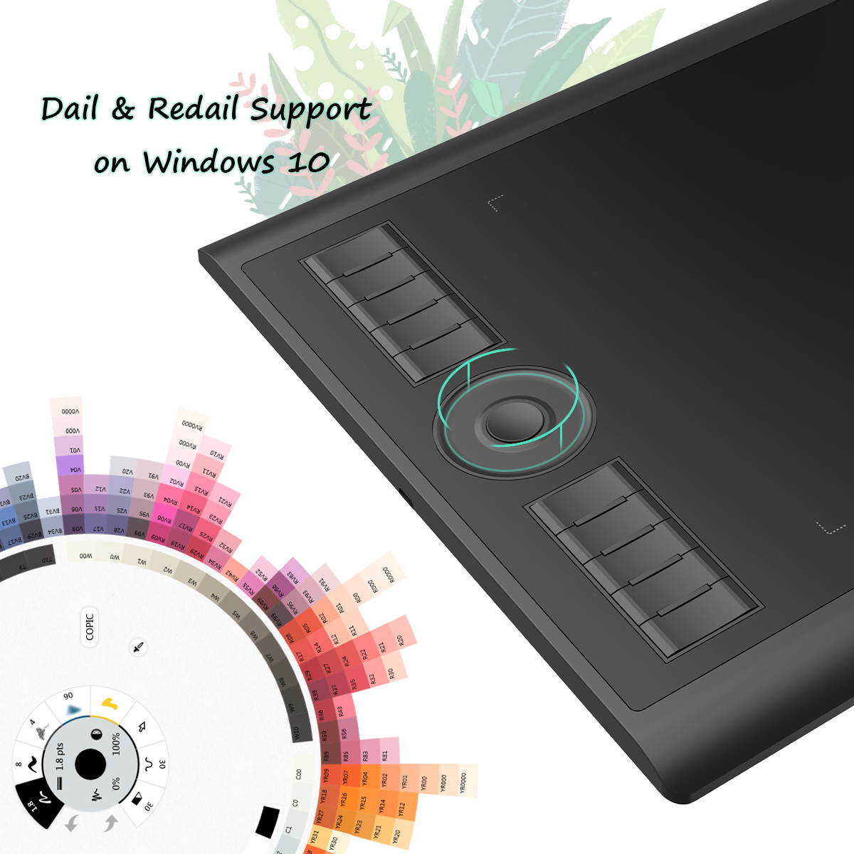 GAOMON M10K PRO Dail and Tilt Supported Pen Tablet with 8192 Battery-Free Pen and 10 Keys -10 x 6 Digital Drawing Graphics Tablet for Android Win Mac OS