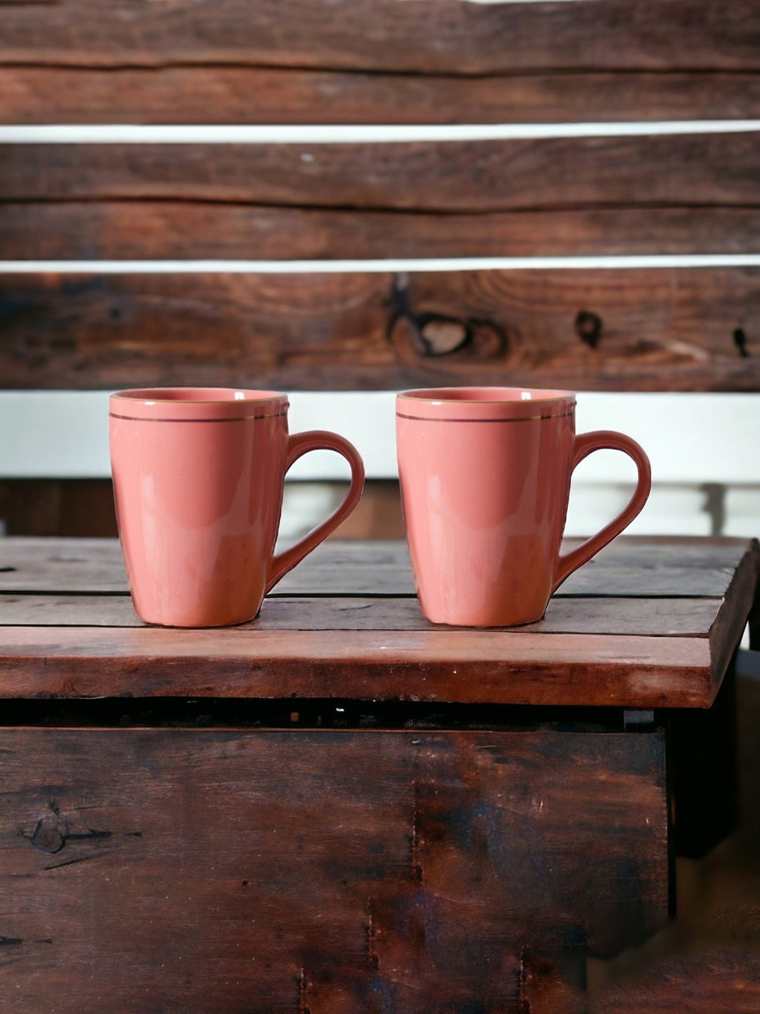 Femora India Peach Ceramic Coffee Mug - Set of 2