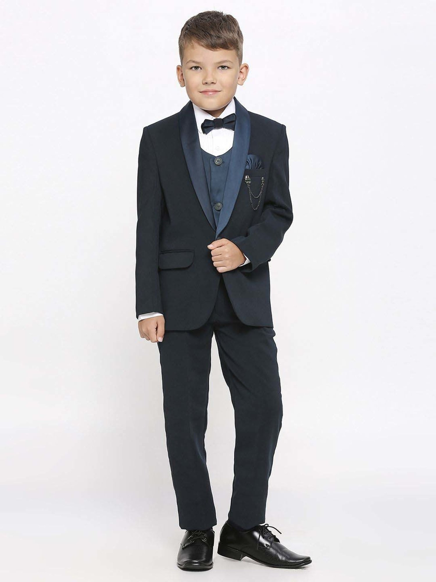 Kids Island Boys Green & White Solid Full Sleeves Suit Set