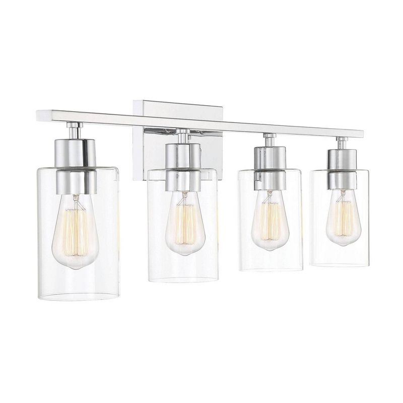4 Light Bath Sconce with Glass Polished Chrome - Aurora Lighting