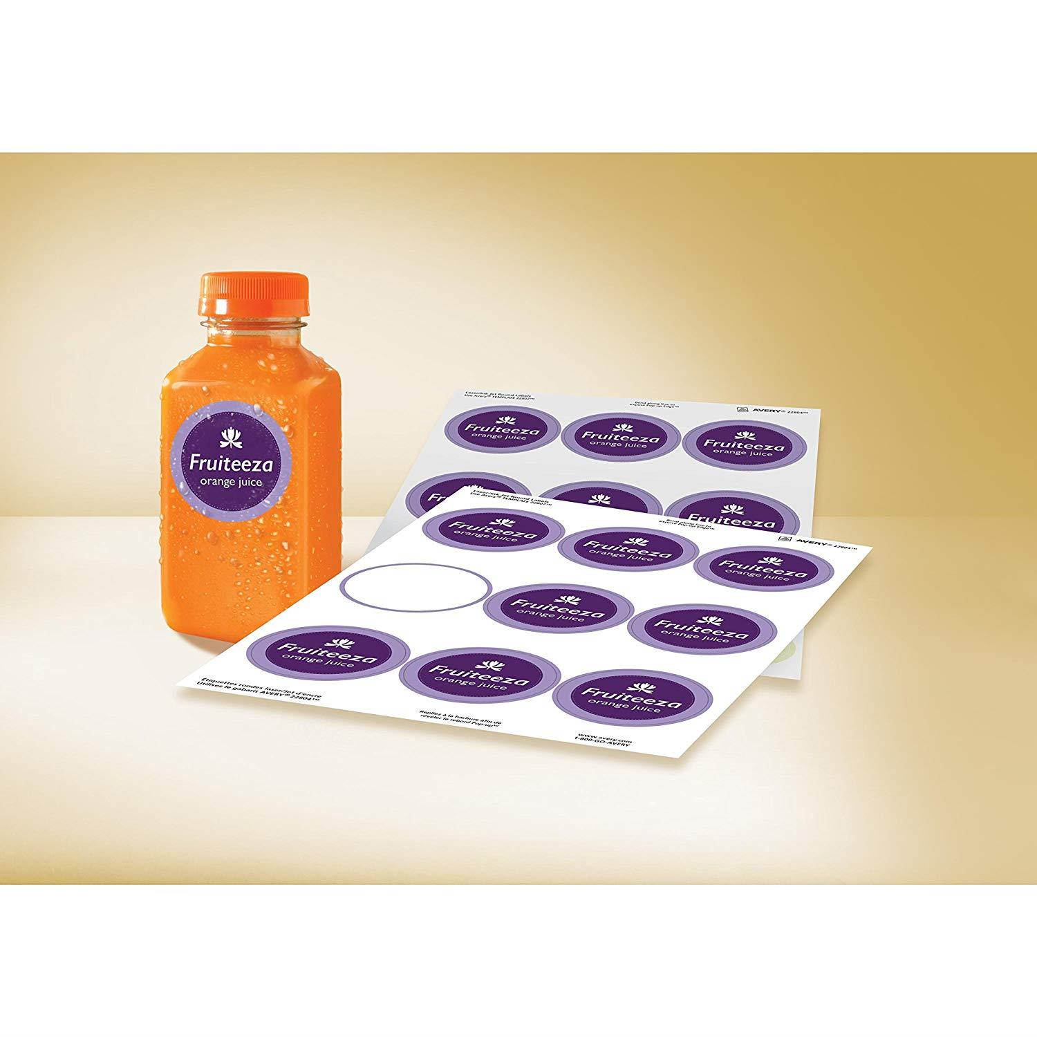 Avery Durable White Round Labels, 2-1/2" Diameter, Pack of 72 (22856)