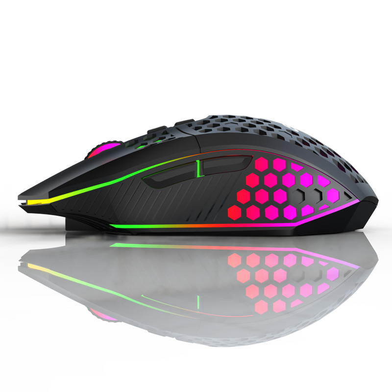 Honeycomb RGB Rechargeable Wireless Gaming Mouse 2.4GHz Optical Mouse 7 Buttons 3 Gears 1600 DPI Adjustable Mice for Desktop PC Laptop