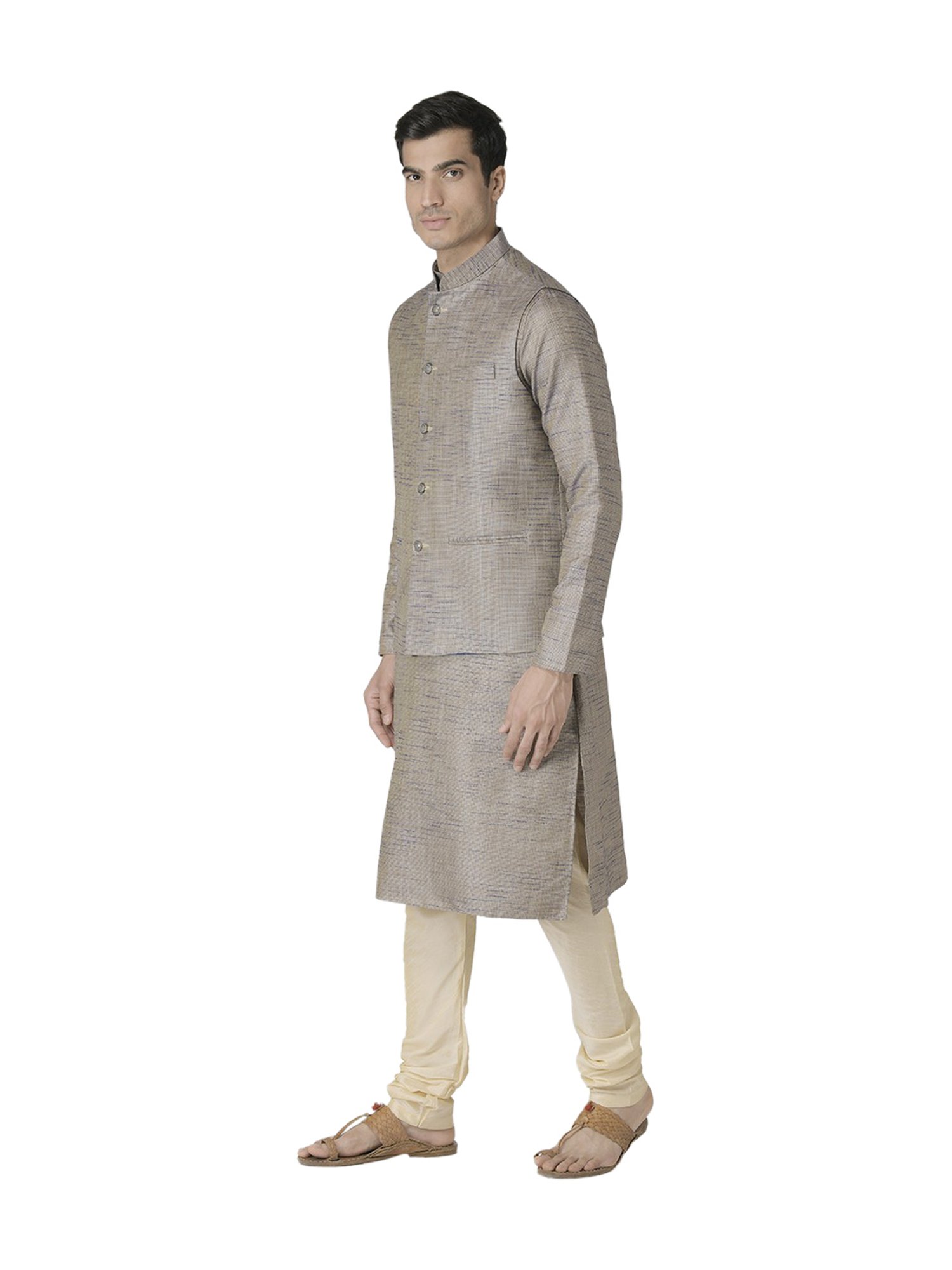 Tabard Grey Regular Fit Full Sleeves Suit