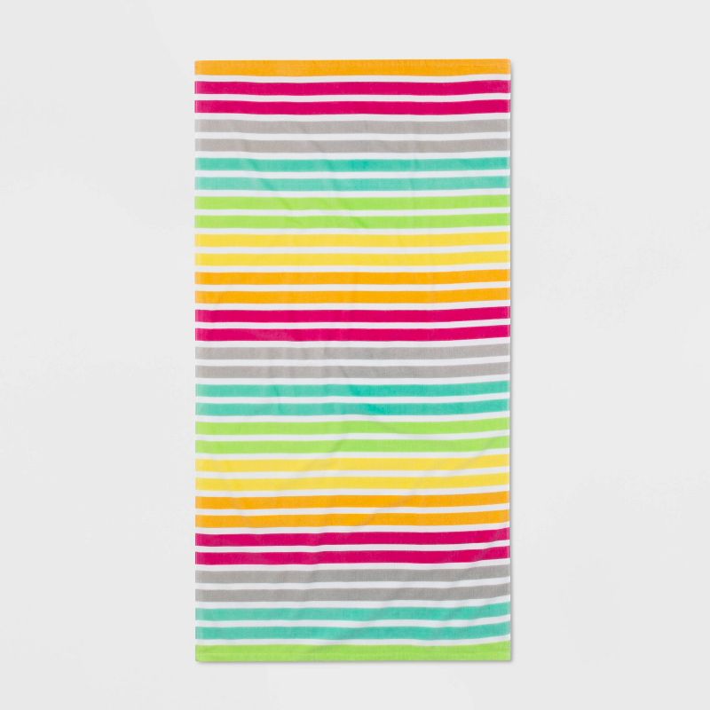 Striped Printed Beach Towel Pink/Aqua - Sun Squad™