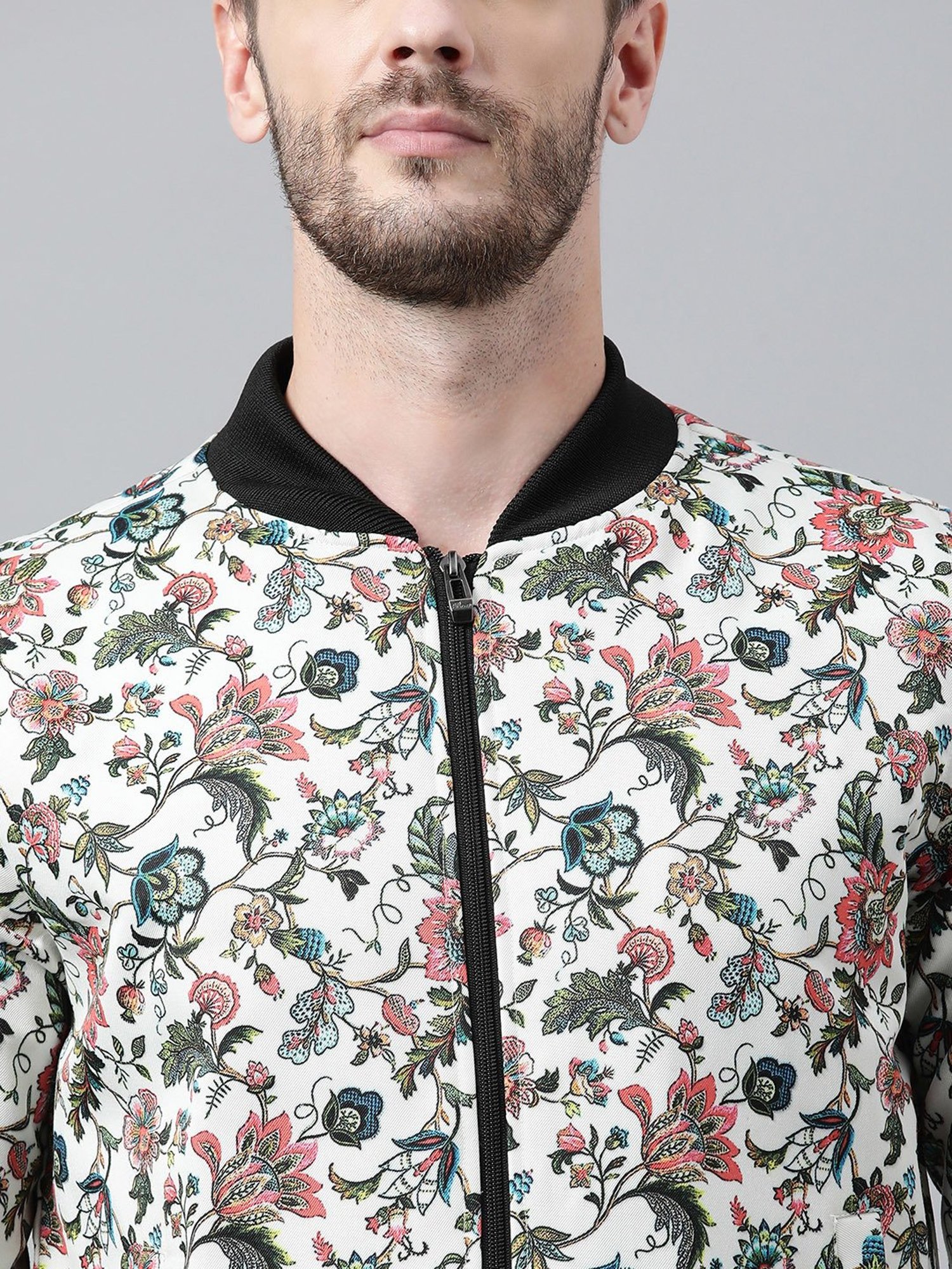 Hangup Plus Multicolor Regular Fit Floral Print Bomber Jacket