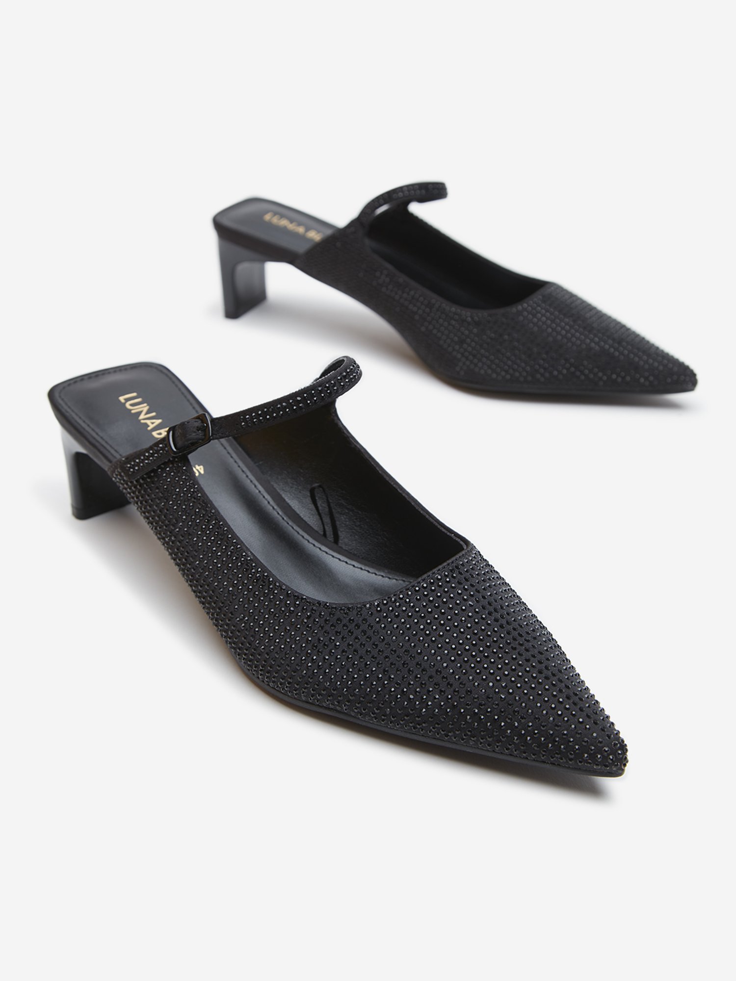 LUNA BLU by Westside Black Embellished Heel Shoes