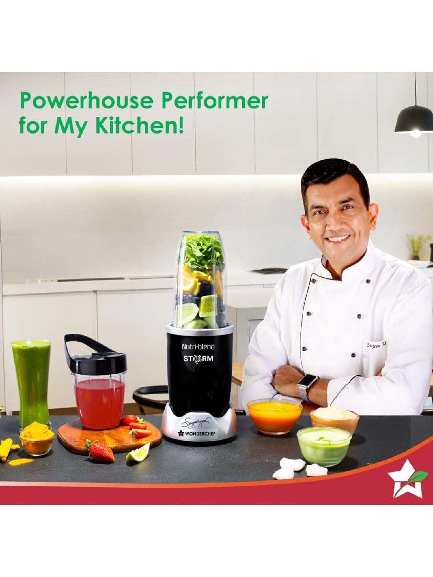 Wonderchef Nutri-Blend Storm 22000 RPM Mixer Grinder with Sipper Attachment & 2 Jars (1200W, Black)