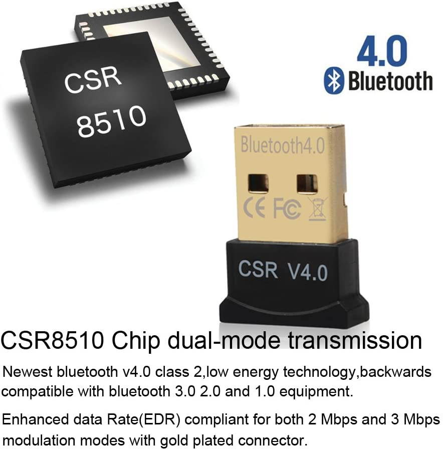 Mini USB Bluetooth 4.0 Dual Mode Adapter Dongle for Windows 10 8 7 Vista XP 32/64 Bit Linux Black