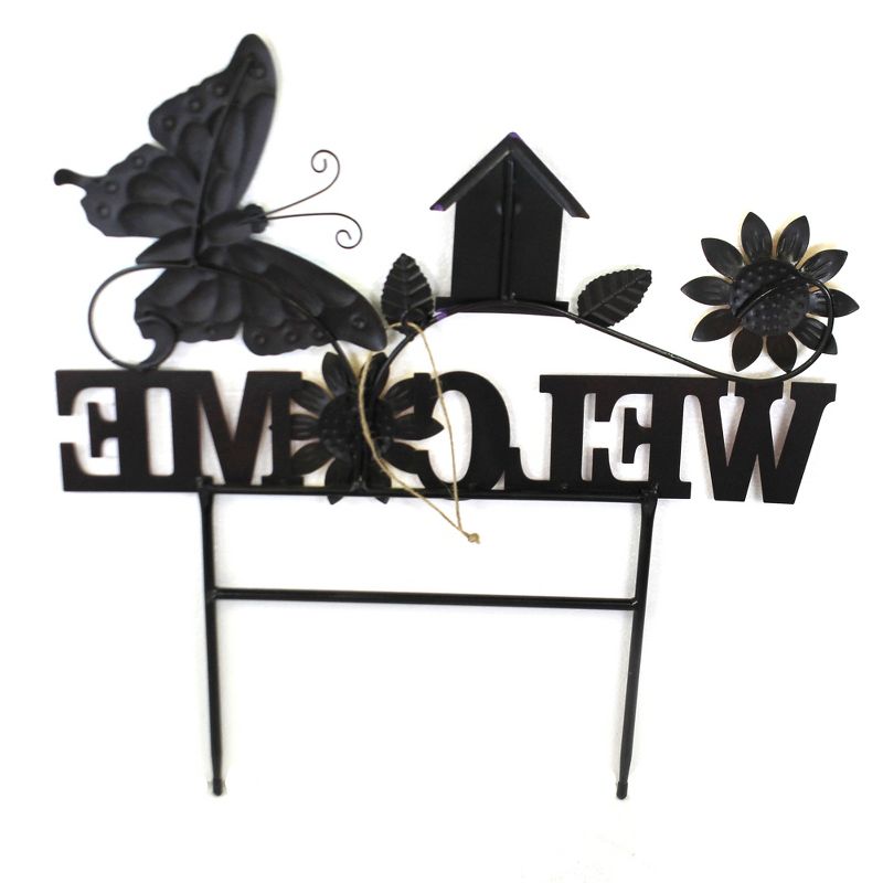 Home & Garden 20.5" Butterfly Welcome Sign Poke Yard Decor Planter Stake Direct Designs International  -  Decorative Garden Stakes