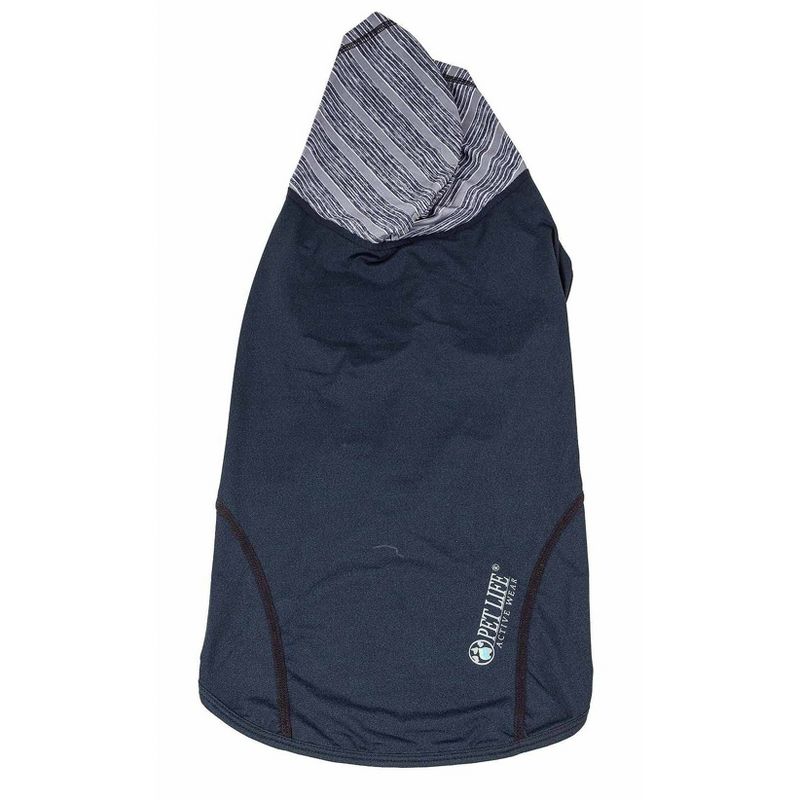 Pet Life Active Pull-Rover 4-Way Stretch Two-Toned Performance Sleeveless Hoodie Dog T-Shirt - Navy Blue - XL