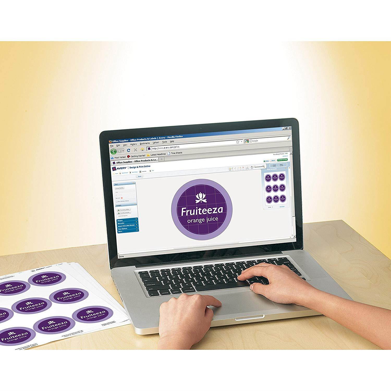 Avery Durable White Round Labels, 2-1/2" Diameter, Pack of 72 (22856)