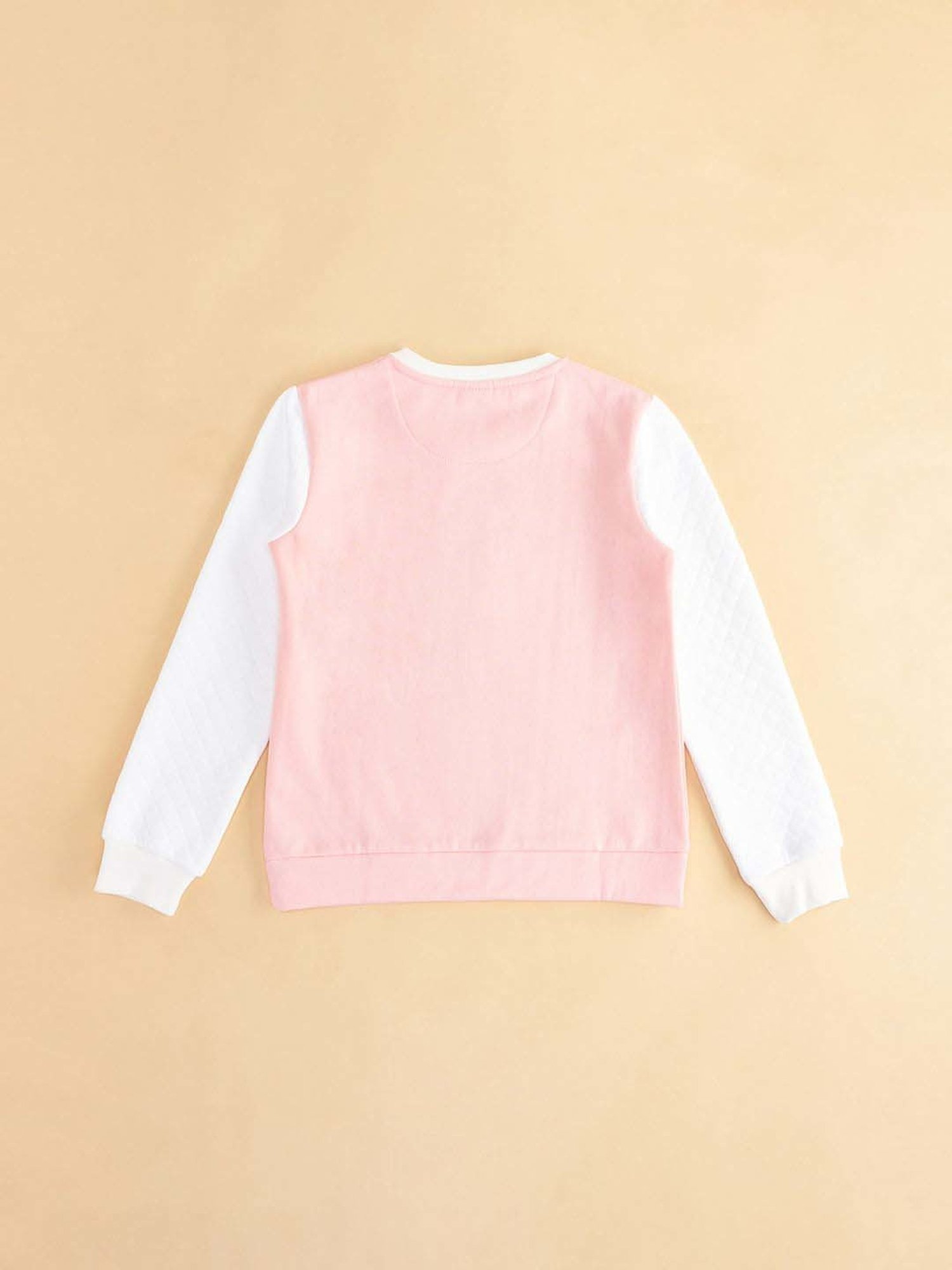 YU by Pantaloons Kids Pink & White Printed Full Sleeves Sweatshirt