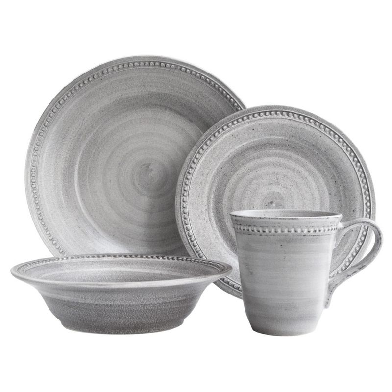 16pc Stoneware Dinnerware Set Gray - American Atelier
