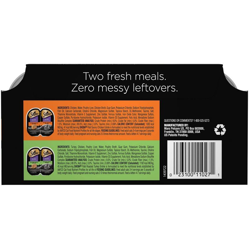Sheba Perfect Portions Paté In Natural Juices Premium Wet Cat Food Chicken & Turkey Entrée - 2.6oz/12ct Variety Pack