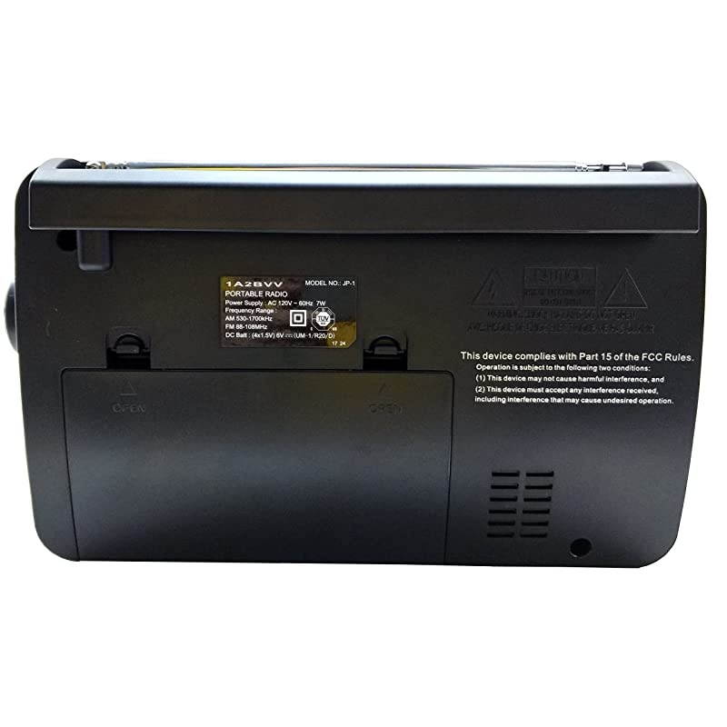 AMFM 2 Band Portable Radio AC operated or operated by dry battery D Size x 4pcs battery not included black