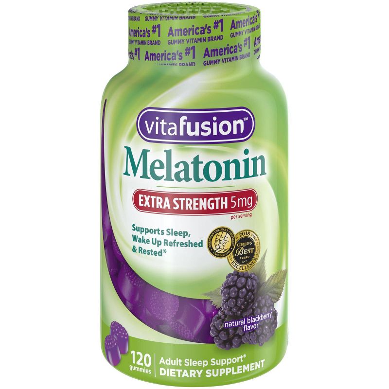Vitafusion Extra Strength Melatonin Vitamin Gummies - Blackberry - 120ct