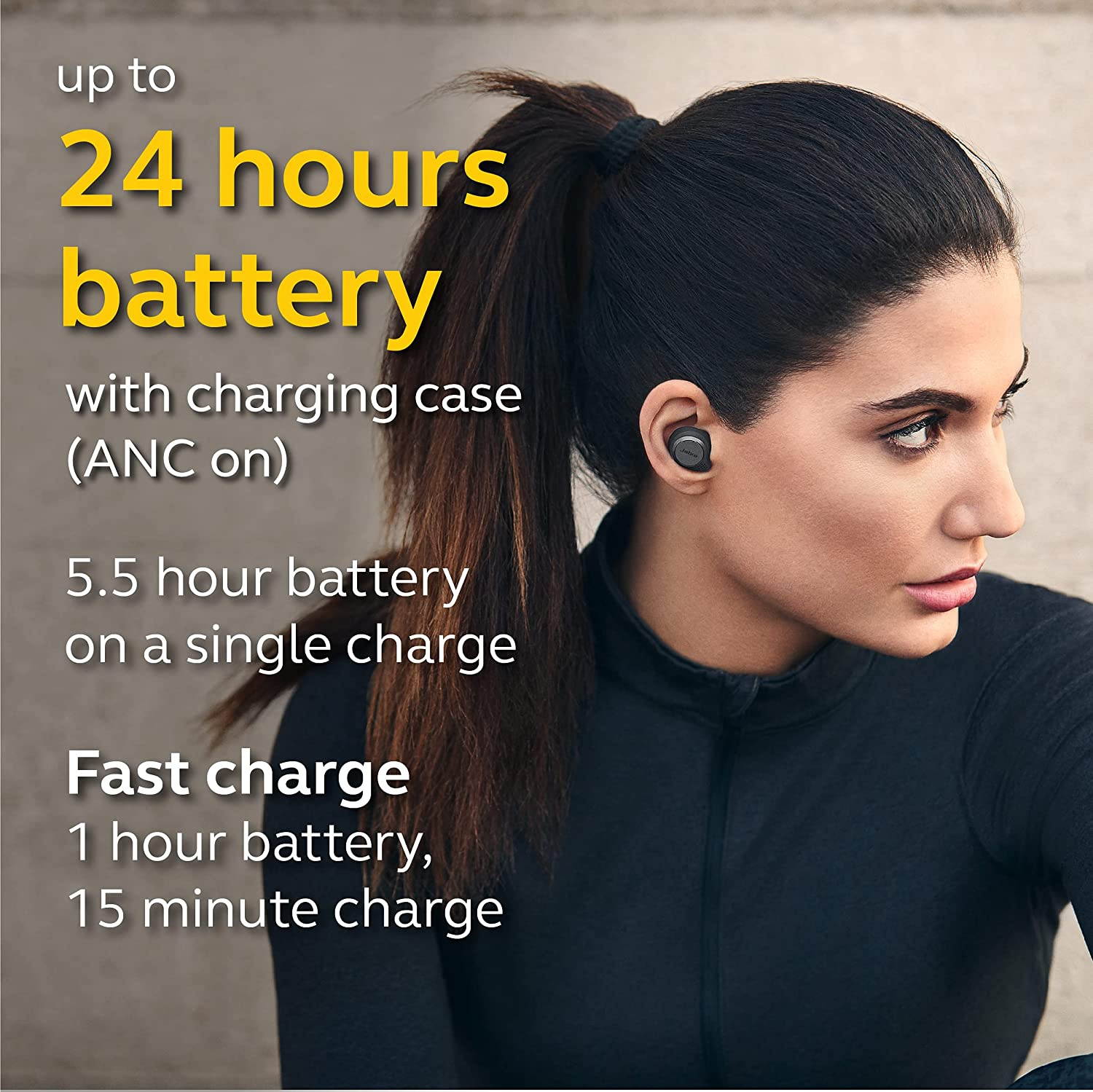 Jabra Elite Active 75t True Wireless Earbuds with Wireless Charging Enabled Case, Gray
