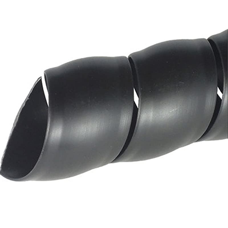65Ft 30mm Cable Management PP Hose Protector Sleeve Spiral Wire Wrap Tube Cable Organizer Black