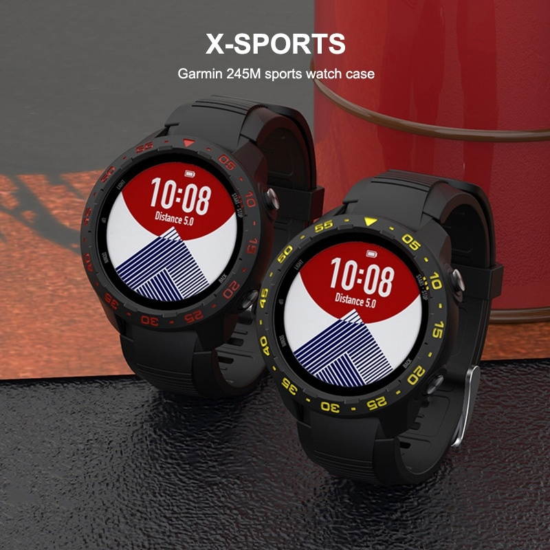 For Garmin Forerunner 245 / 245M Smart Watch TPU Protective Case, Color:Black+Red