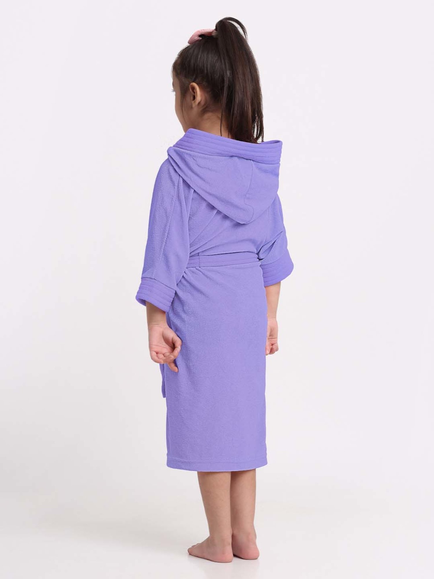 Creeva Melodious Lavender Micro Terry 225 GSM Kids Hooded Bathrobe 12-13 Years With Pocket