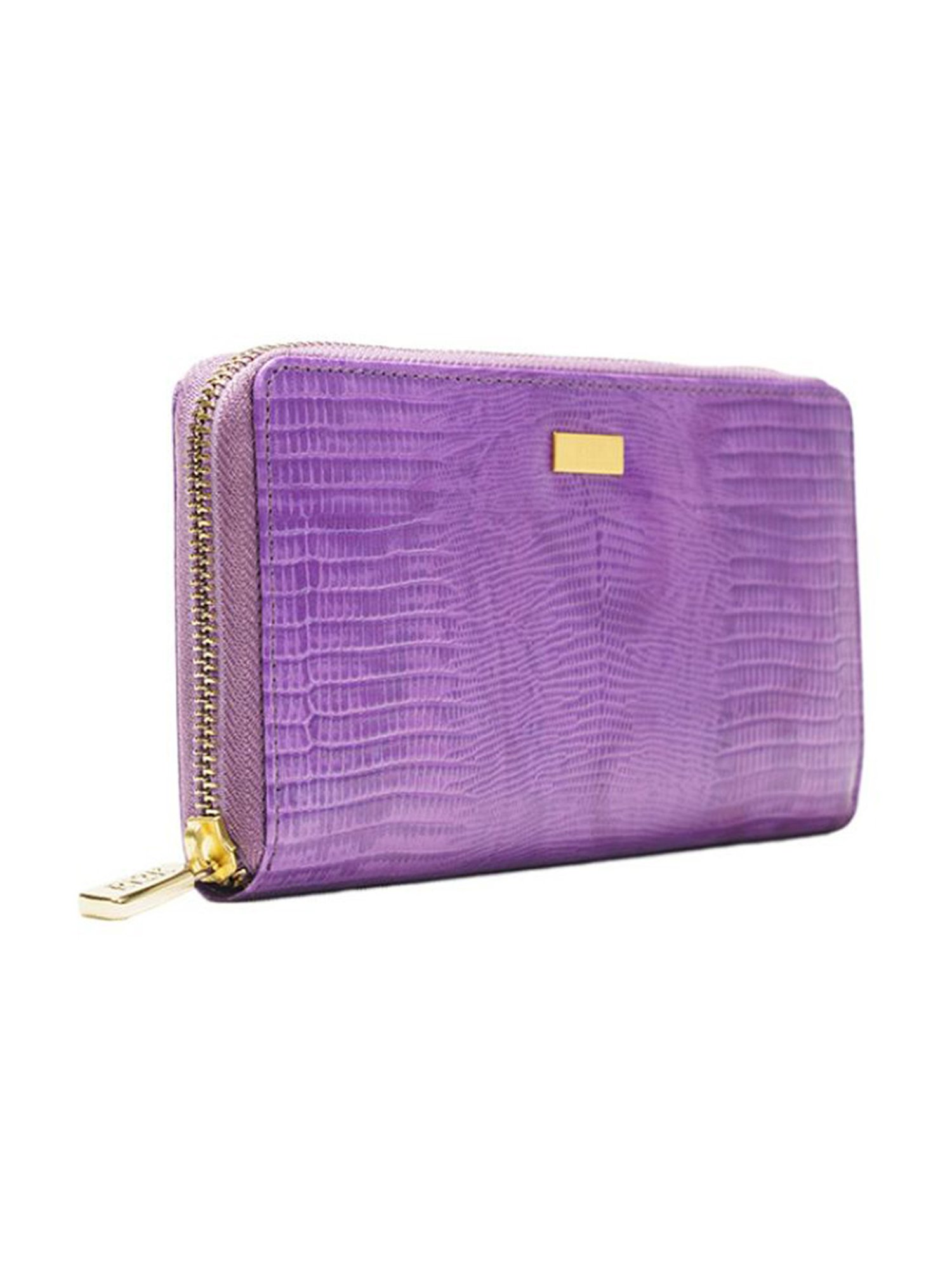 RI2K London Purple Leather Textured Zip around Wallet