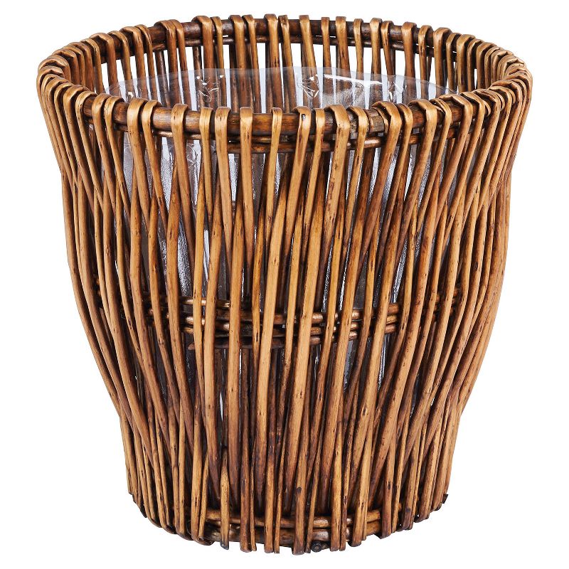 Household Essentials Small Reed Willow Waste Basket Brown