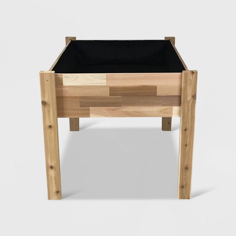 34" High Elevated Rectangular Garden Bed Planter With Fitted Liner Cedar - GRO Products