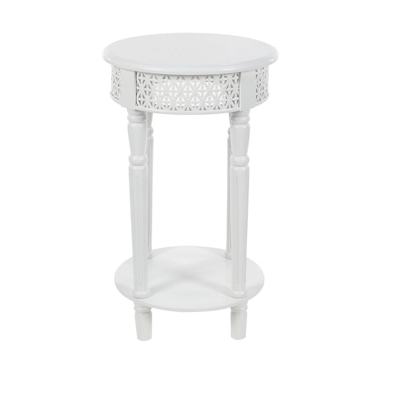 Wooden Round Lattice Side Table White - Olivia & May