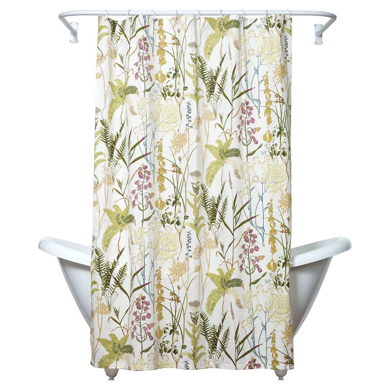 Huntington Botanical Shower Curtain Green/Yellow - India Ink