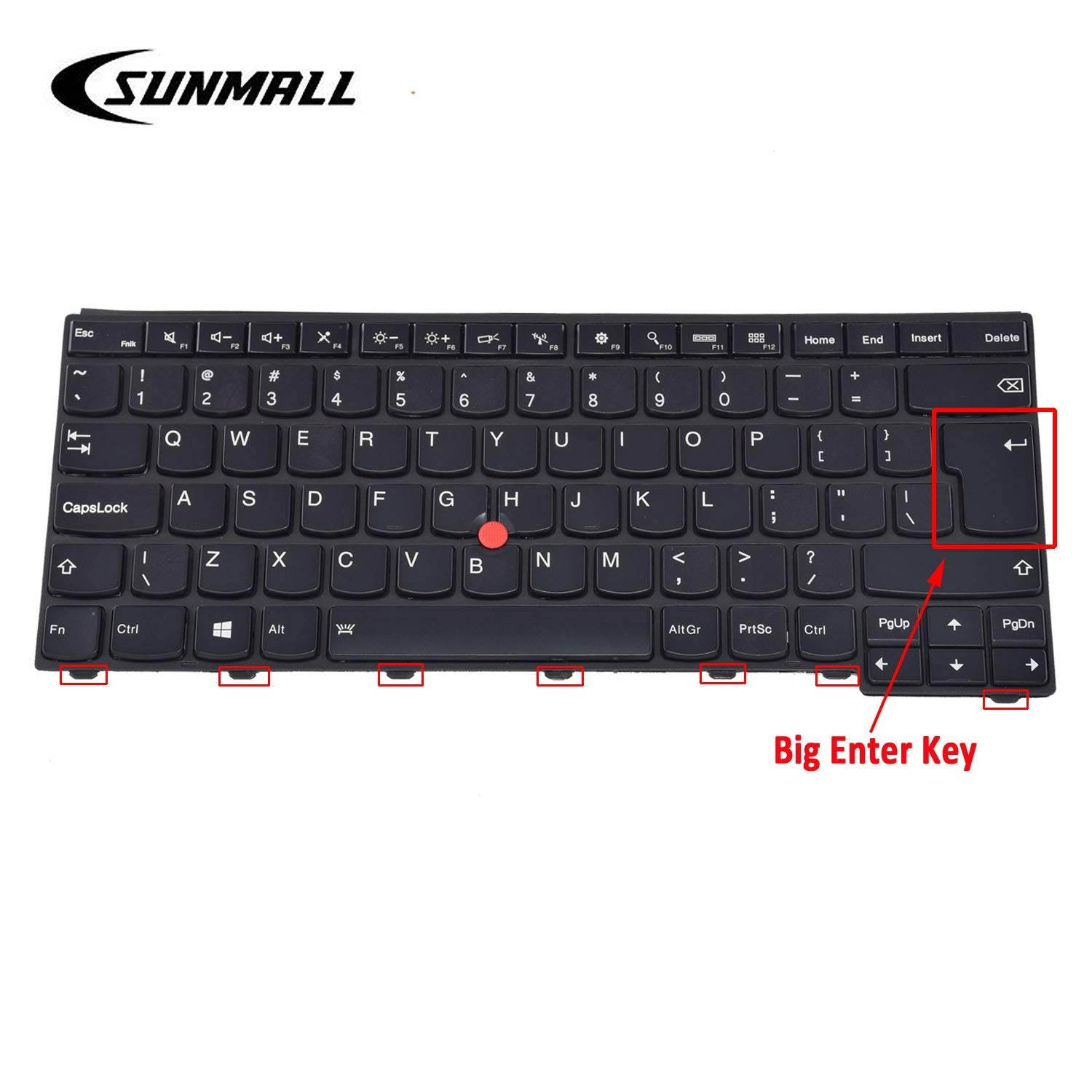 Backlit Keyboard Replacement with Big Enter Key for Lenovo ThinkPad T431 T431S E431 T440 T440P T440S E440 L440 T450 T450S T460 Series Laptop US Black Layout