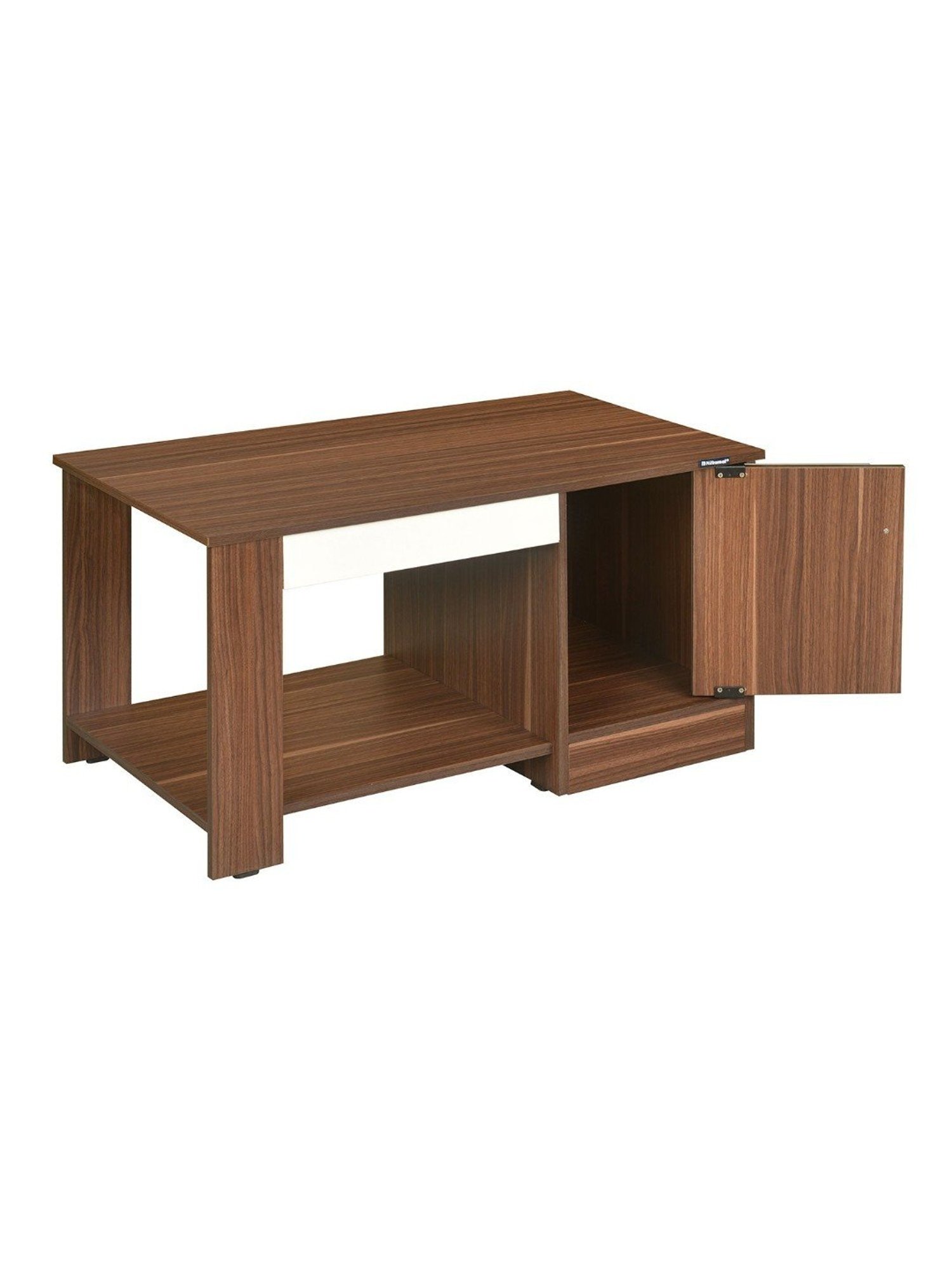Nilkamal Hope Brown & White Engineered Wood Coffee Table with Shelf & Cabinet Storage