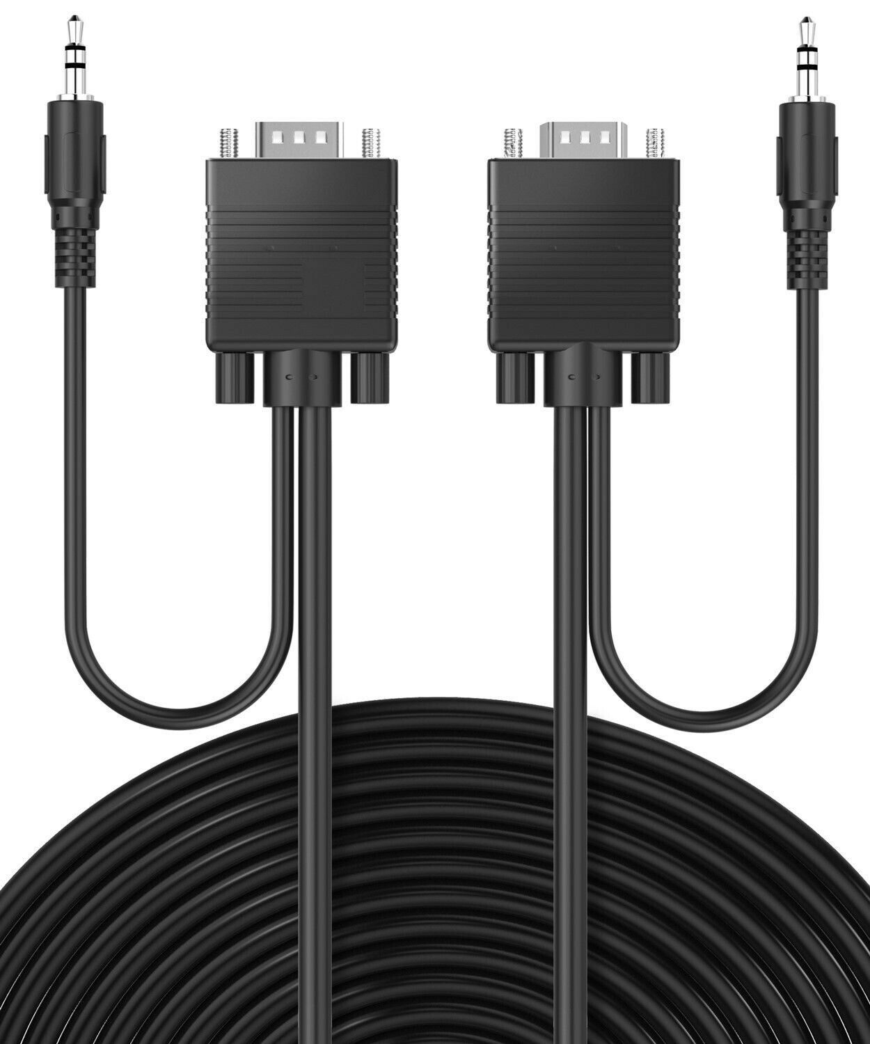 Fosmon 25FT High Resolution Plug Play VGA 3.5mm Aux Audio Male Adapter Cable