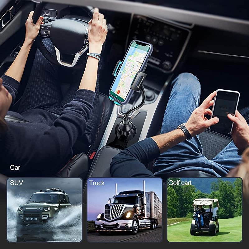 Car Cup Holder Phone Mount Adjustable Gooseneck Automobile CupHolderPhoneCarMount for iPhone 11 ProXRXS MaxX87 Plus6sSamsung S10+Note 9S8 PlusS7 EdgeBlue