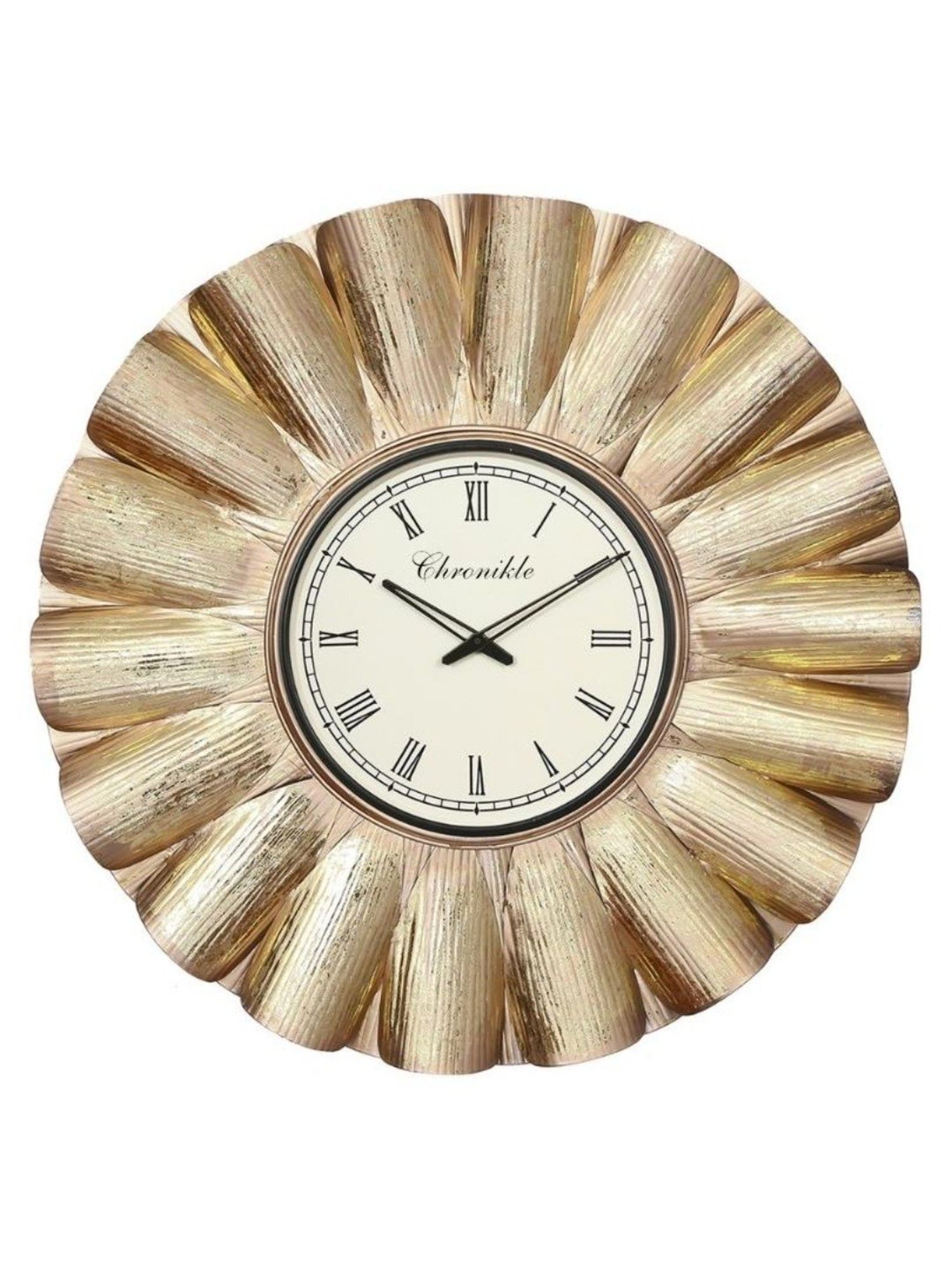 CHRONIKLE Decorative Frame Golden Iron Roman Number Analog Wall Clock