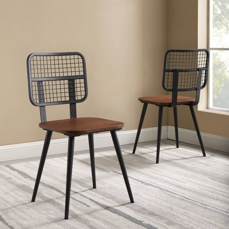 Agi Mid-Century Dining Chair in Walnut Wood and Beige Fabric - Armen Living