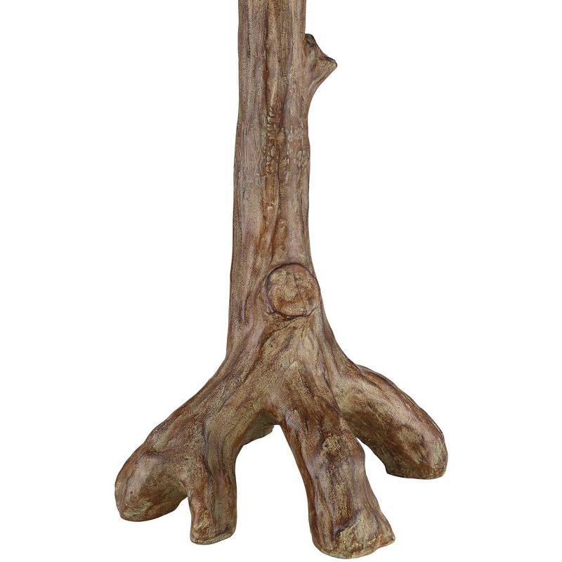 Barnes and Ivy Rustic Country Cottage Floor Lamp Faux Wood Tree Brown Wicker Drum Shade for Living Room Reading Bedroom Office