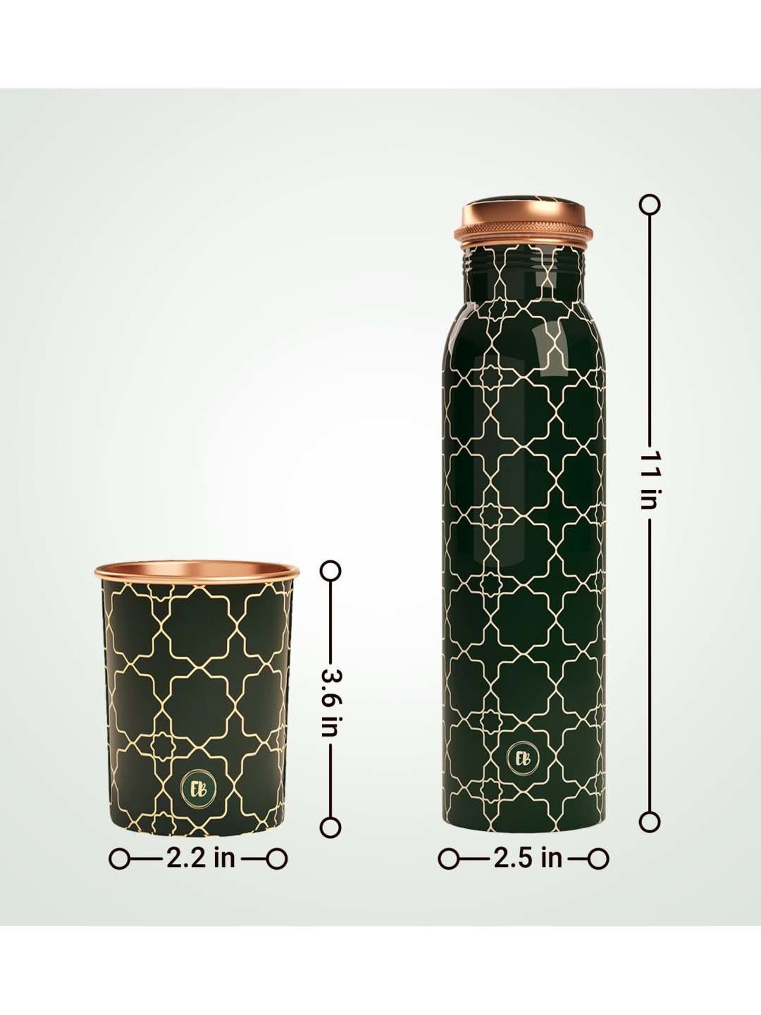 Everything Beautiful Green Copper Water Bottle & Glass Set