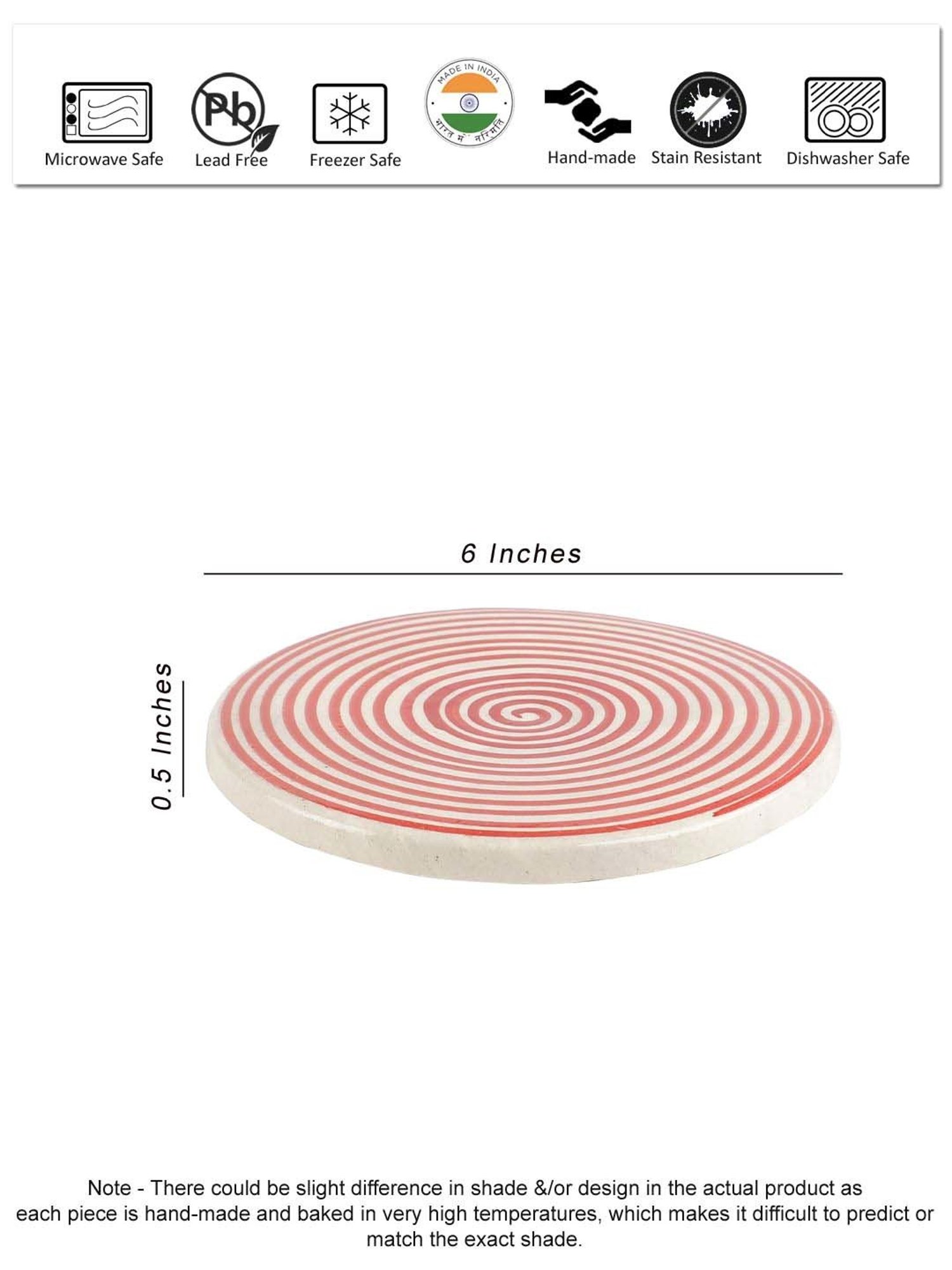 VarEesha Parikrama Red & White Ceramic Spoon Rest with Trivet - Set of 4