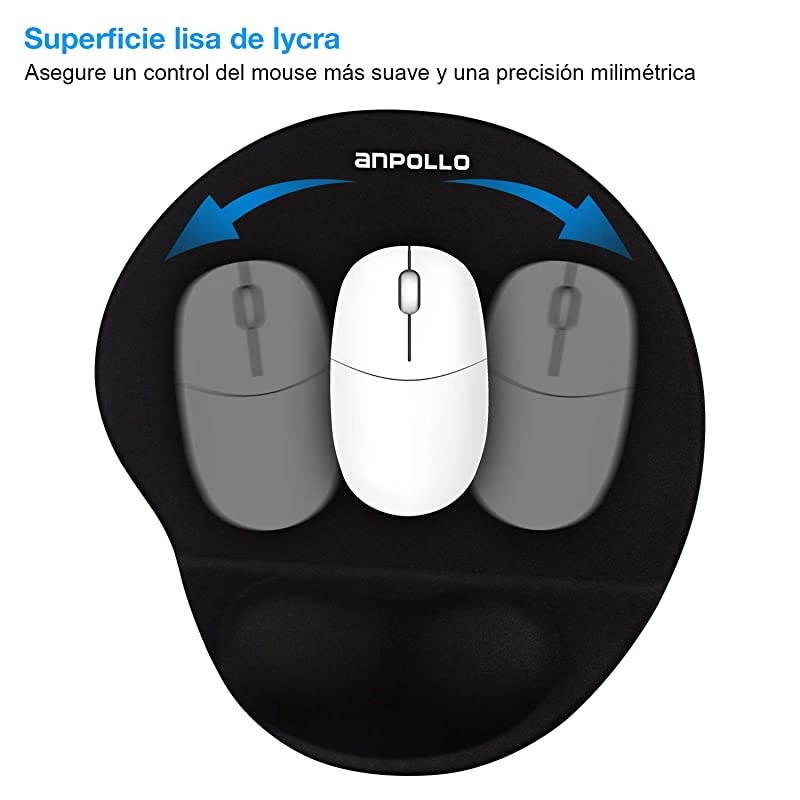 Mouse Pad Ergonomic Mouse Pad with Gel Wrist Rest Support Gaming Mouse Pad with Lycra Cloth NonSlip PU Base for Computer Laptop Home Office Travel Black