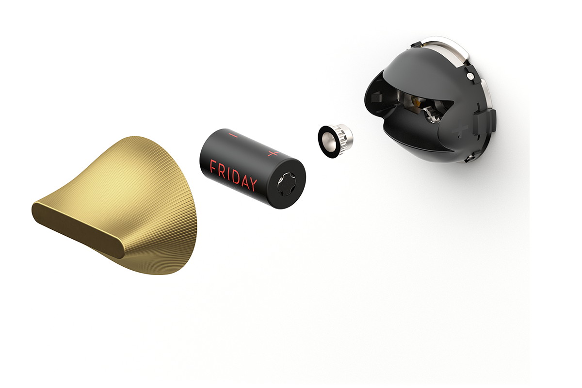 FRIDAY HOME Smart Lock - Brass Finish. World's smallest smart lock: diameter 2 3/4". IOS and Android compatible. Built in WiFi on Demand. Rechargeable battery and charger included.