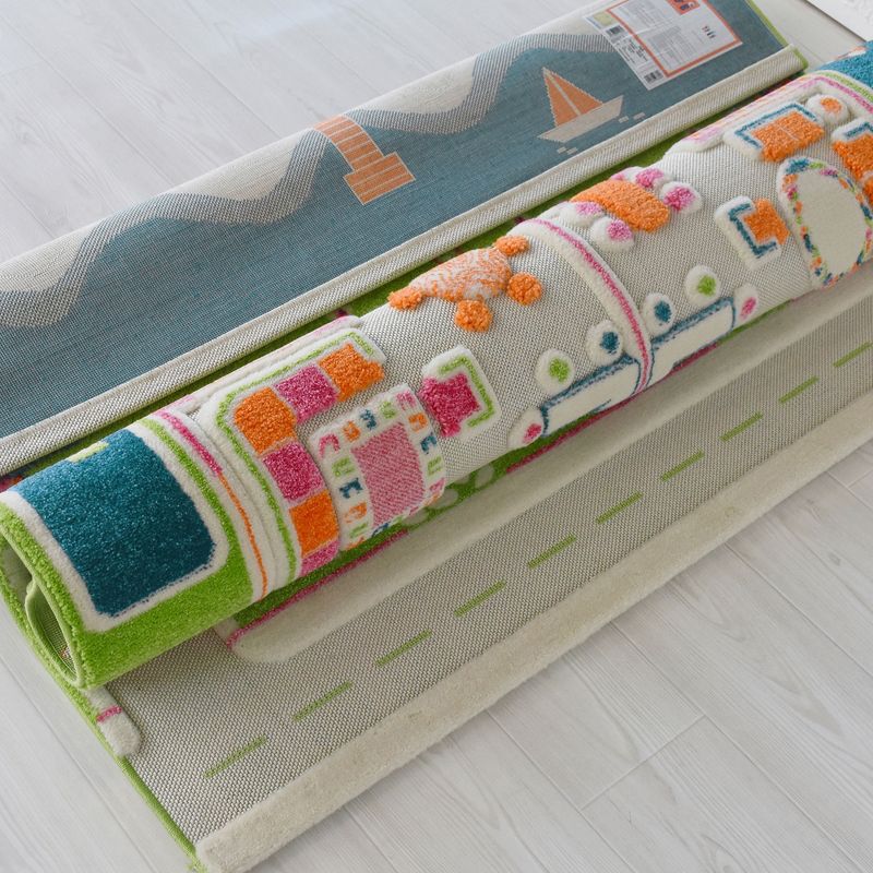 IVI World 3D Play Carpet 71 x 52.5 Inch Educational Beach House Soft and Cozy Floor Rug Mat for Bedroom, Kids Den, or Playroom, Large