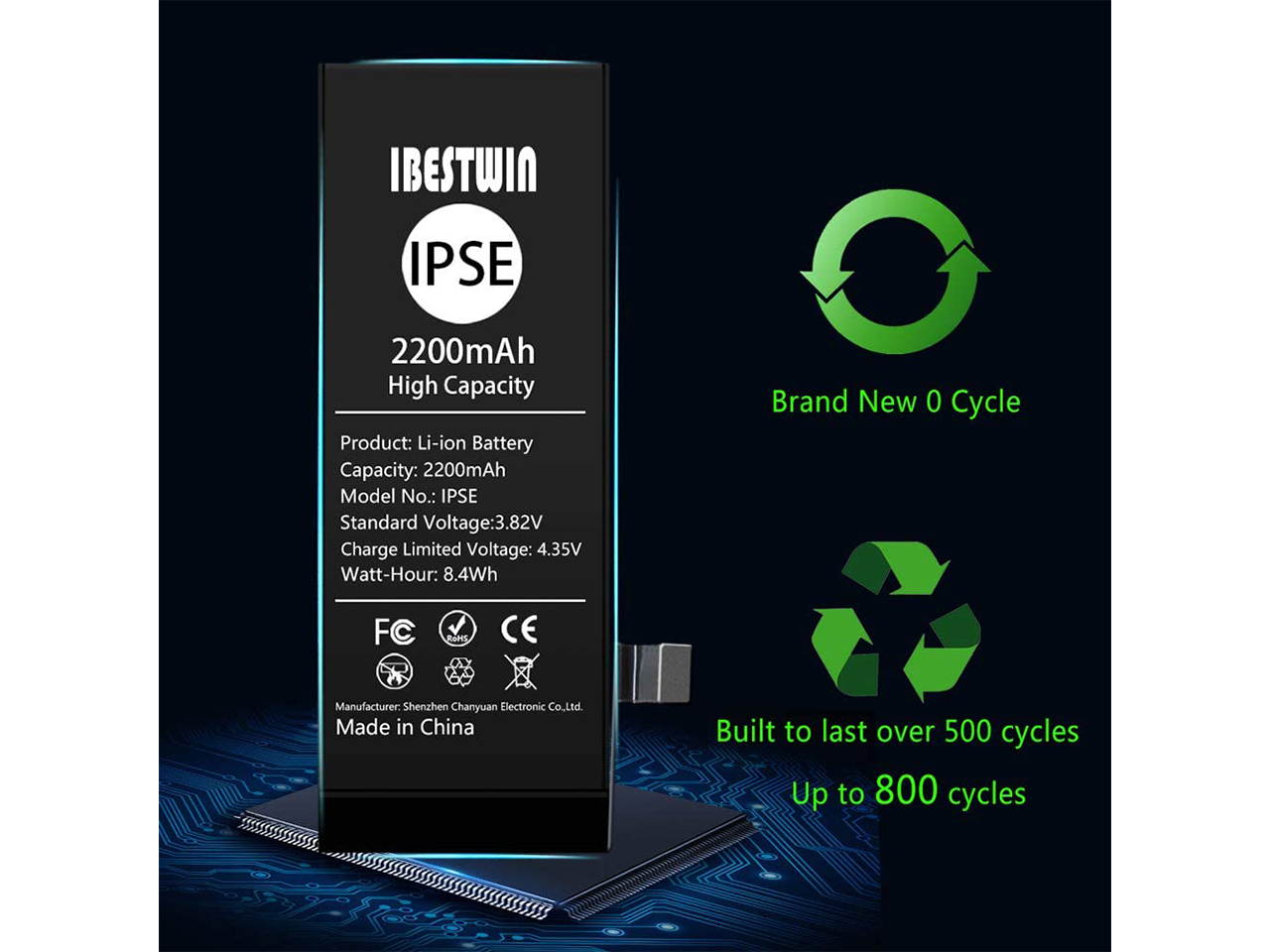 Battery for iPhone SE IBESTWIN Upgraded High Capacity 2200mAh Replacement Battery for IP SE with Full Remove Tool Kit Adhesive and Instruction