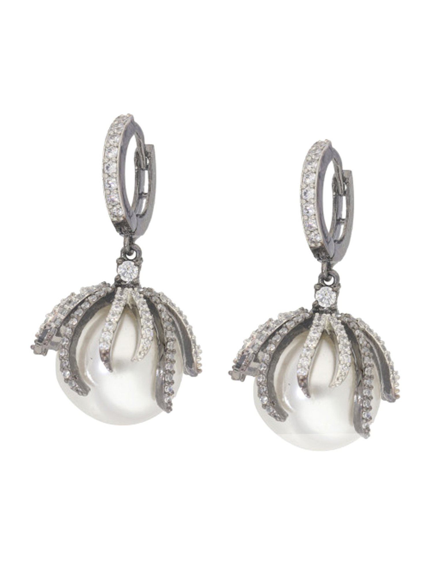 Curio Cottage Drop of Oyster Diamante Hugging Hoop Earrings