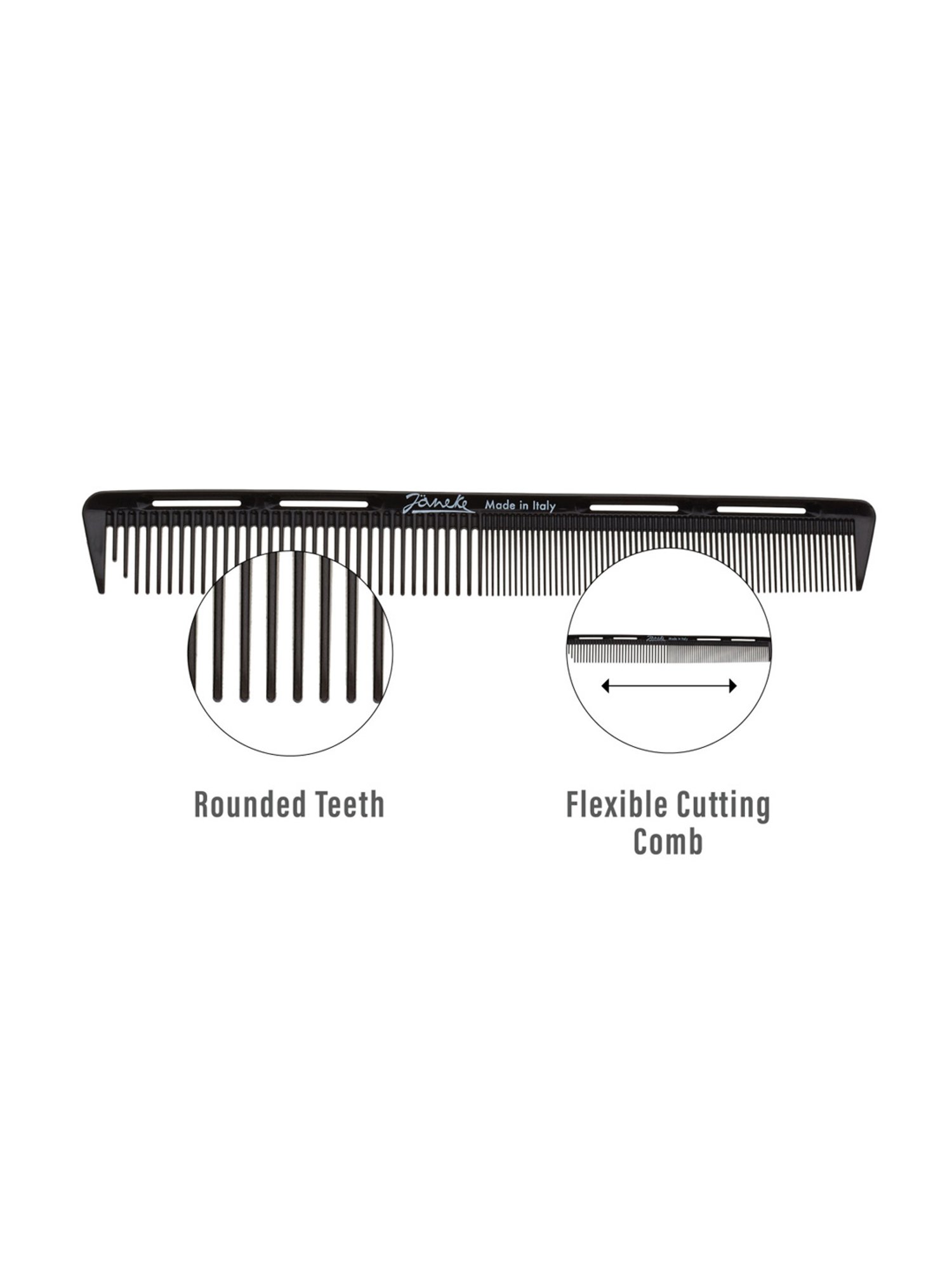Janeke 1830 Professional Carbon Fibre Flexible Cutting Hair Comb - 19 cm