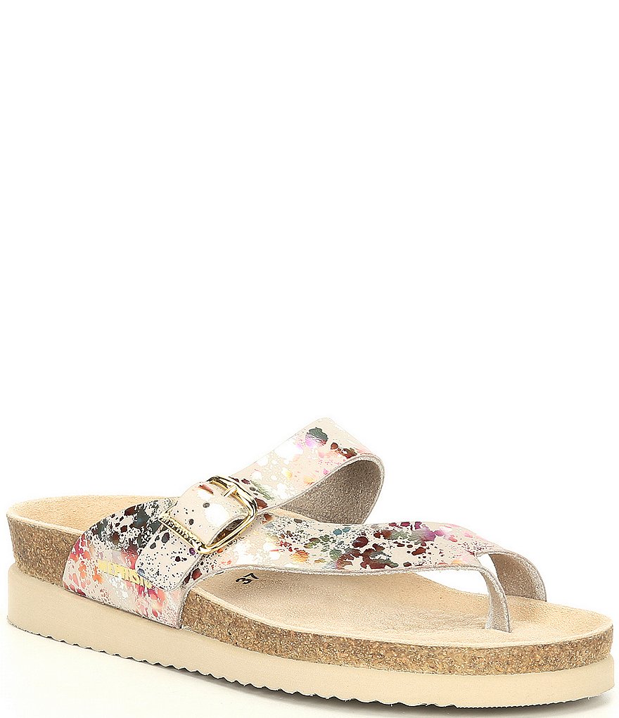 Mephisto Helen Buckle Detail Textured Leather Casual Sandals