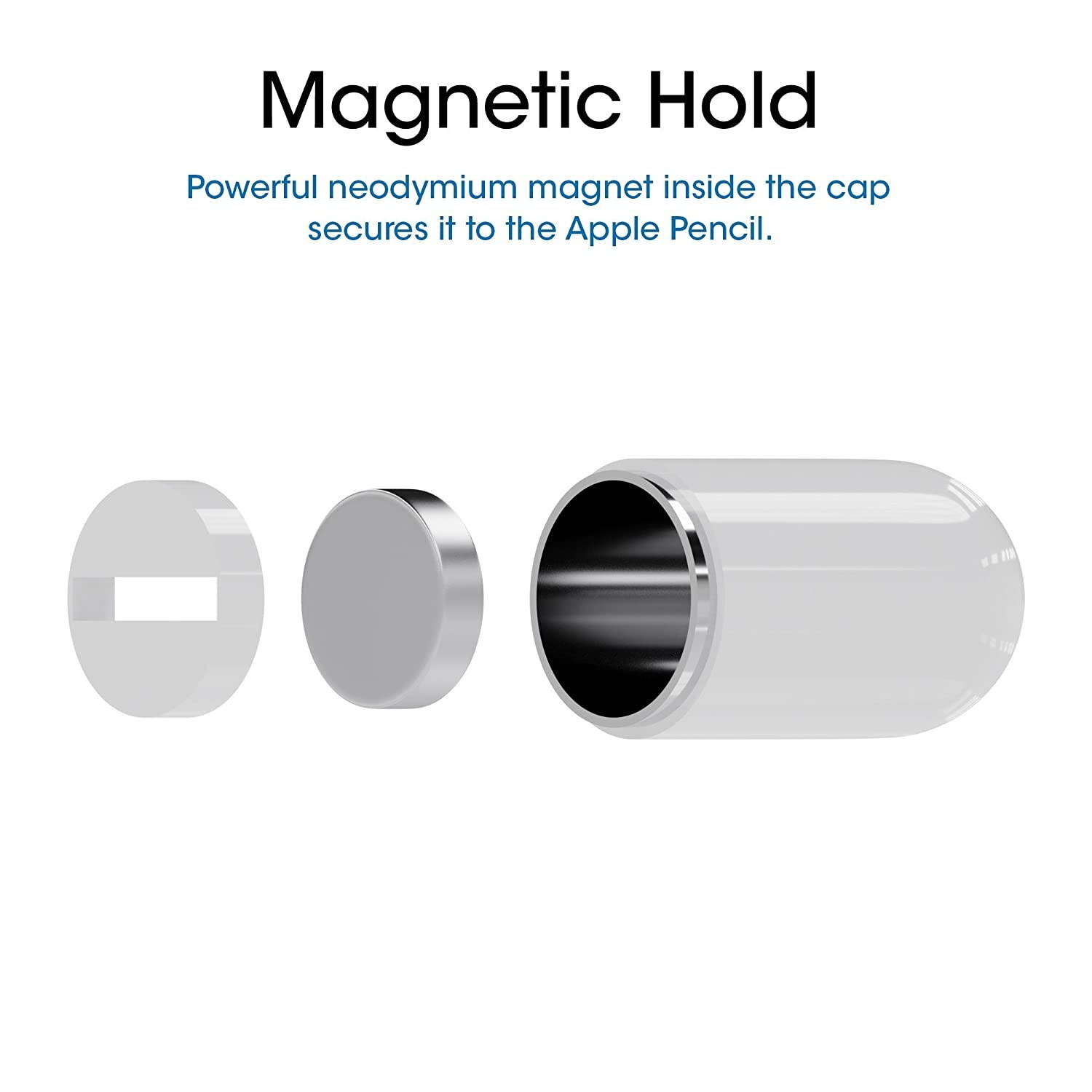 TechMatte Magnetic Replacement Caps for Apple Pencil-Cap Tether Included (2 Pack)