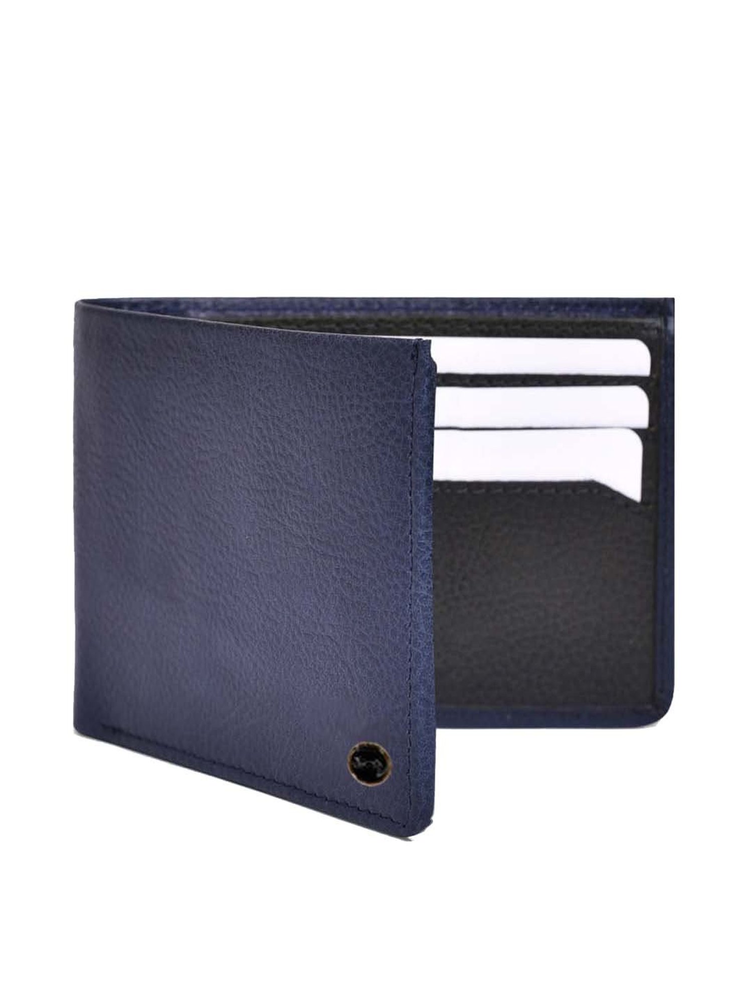 BELWABA Navy Casual Leather Bi-Fold Wallet for Men