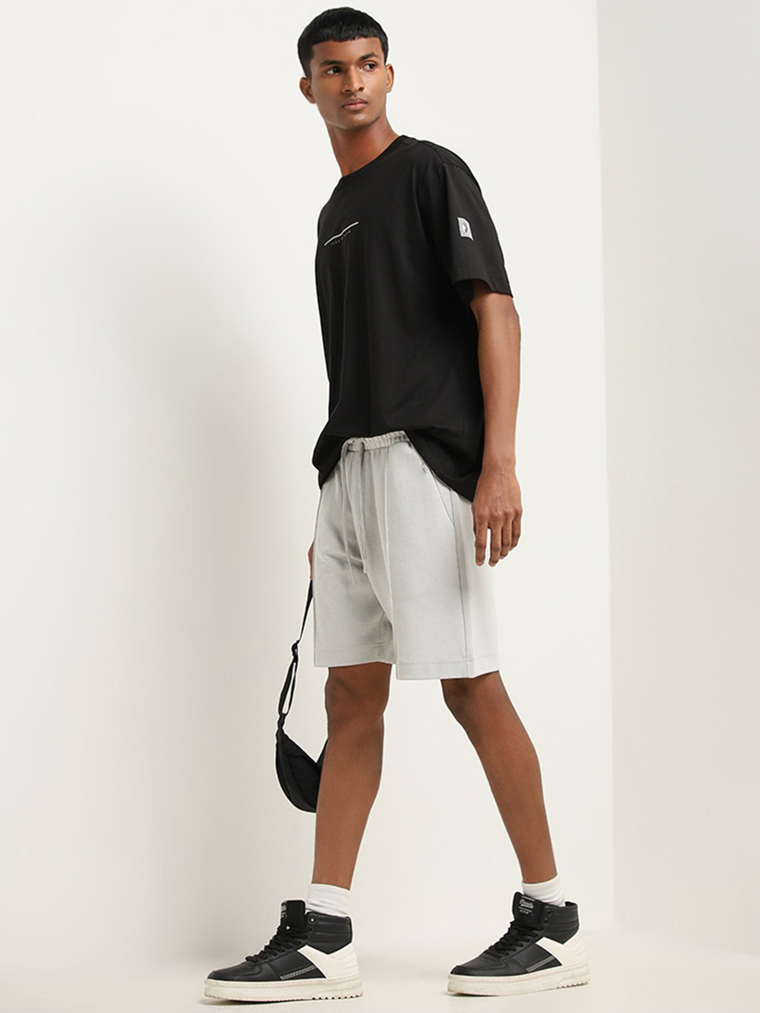 Studiofit by Westside Light Grey Relaxed Fit Mid Rise Shorts