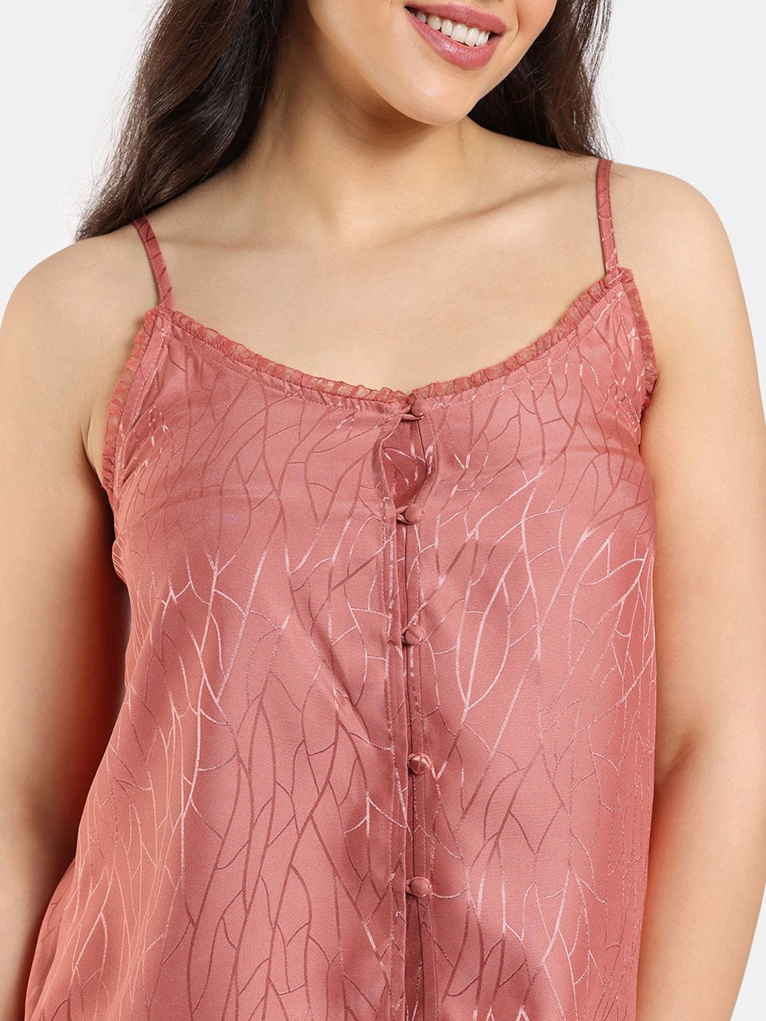 Zivame Dusty Pink Printed Top With Pyjamas