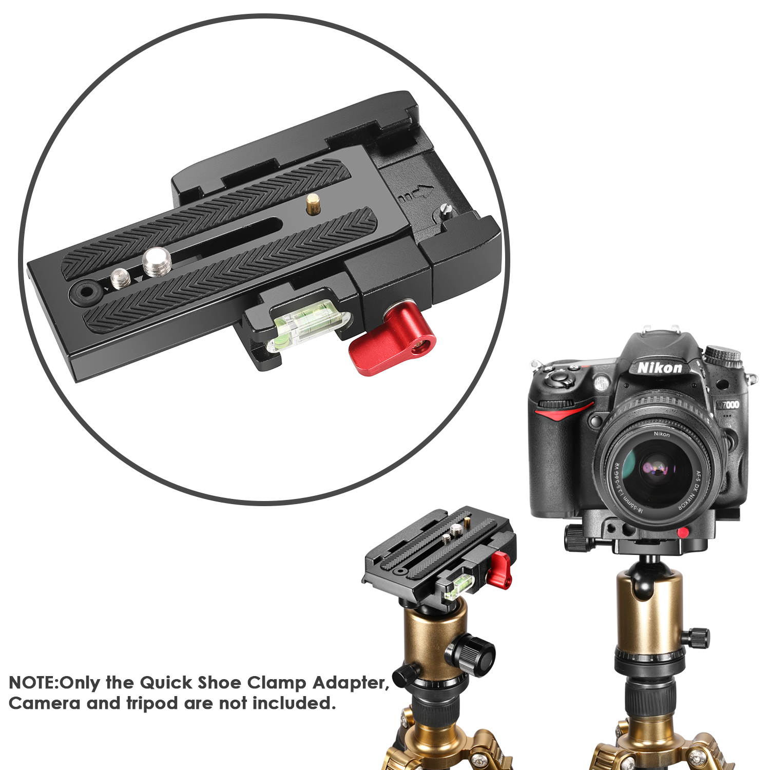 Neewer Aluminum Alloy Quick Shoe Plate Adapter with 2-Piece Quick Shoe Plates, 1/4 3/8 inches Screw for DSLR Camera Tripod Monopod, Compatible with Manfrotto 501HDV 503HDV 701HDV 577/519/561/Q5(Red)